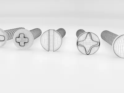 Screws and Bolts Low-poly 3D model