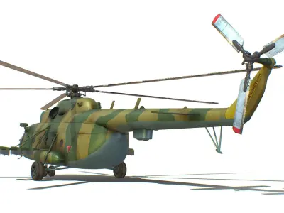 Helicopter MI8 USSR Mil MI Attack Russian Weapon Fly Gun Machine Low-poly 3D model