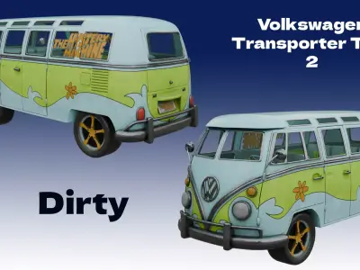 Volkswagen Transporter Tipo 2 The Mistery Machine Low-poly 3D model