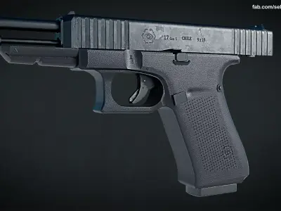 Modern Pistol Low-poly 3D model
