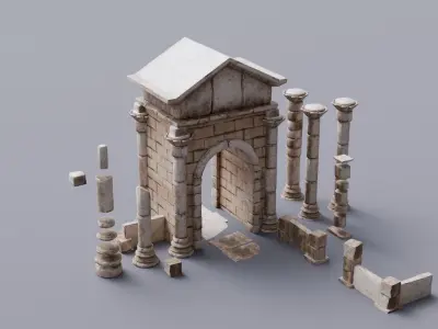 Architecture Old Set Low-poly 3D model