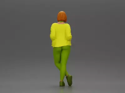 Confident woman leaning slightly with her hands in pockets 3D print model