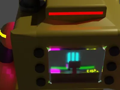 Low Poly Robot X with neon lights 3D model