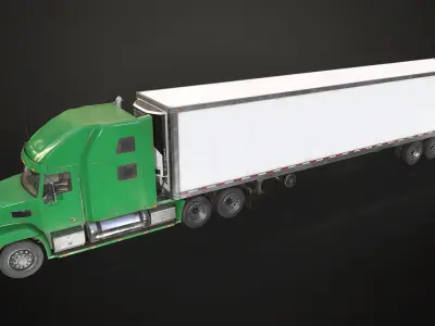 Semi Truck Refrigerated Trailer Low-poly 3D model