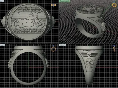 Ring Harley Davidson Men s model  Printing Model 3D print model Free 3D print model purchase