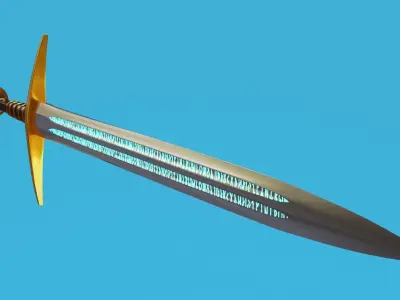 Runic Epic Bastard Sword Low-poly 3D model