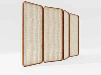 Wooden Wicker Room Divider Free low-poly 3D model