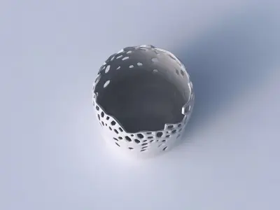 Bowl cylindrical with smooth crystal skin with holes 2 3D model