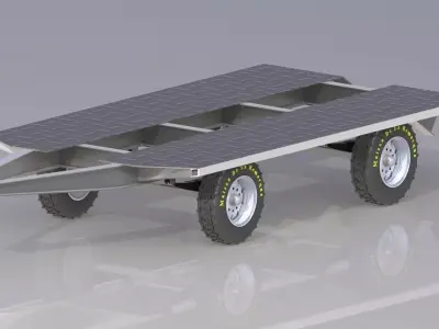 Trailer 3 with wheels and solar panel Free 3D model