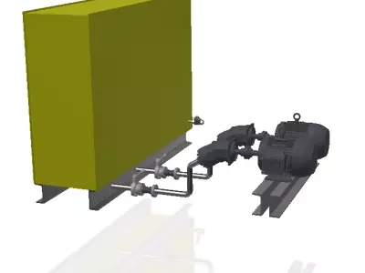 Hydraulic tank with pumps-motors and valves 3D model