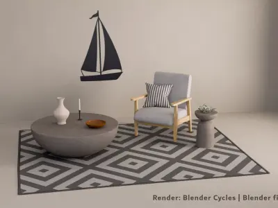 Living room models Free low-poly 3D model