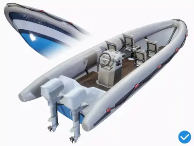  Coastal Guard Inflatable Boat PBR Low-poly 3D model