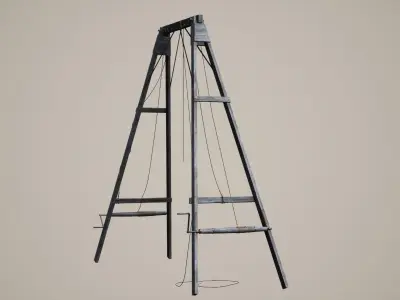 Old assembled crane Low-poly 3D model