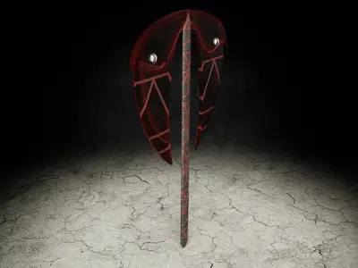 Medieval Axe Low-poly 3D model 4