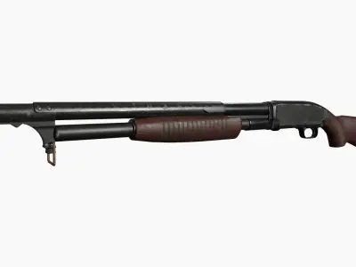 Shotgun Low-poly 3D model 11