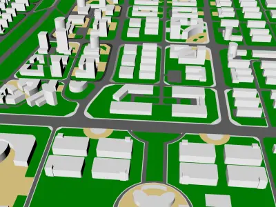 Urban highrise building ancillary building commercial 3D model buy
