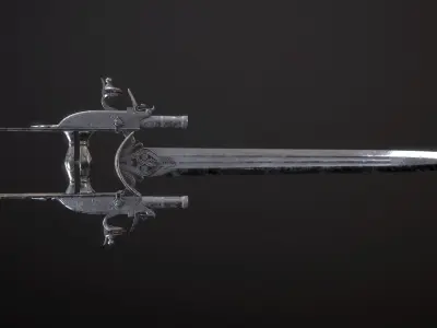SILVER LORD - Flintlock Katar Low-poly 3D model
