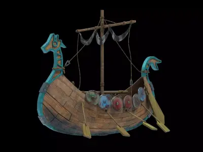 Viking ship Stylized Low-poly 3D model