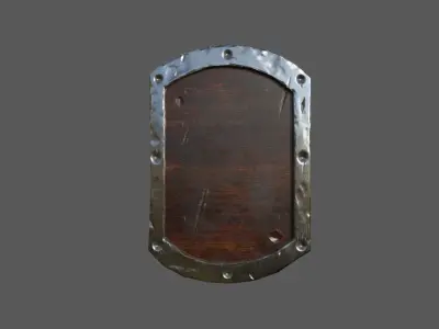 Medieval Wooden Shield Low-poly 3D model