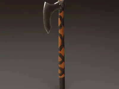 Viking Battle Axe with black stripes Free low-poly 3D model