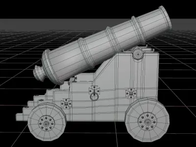 Old Naval Cannon War  Low-poly 3D model