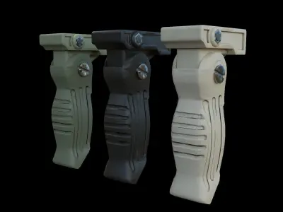 Foregrips three different metal brackets Low-poly 3D model