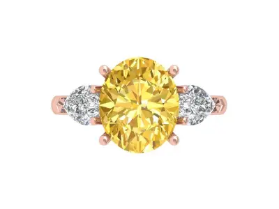  Pear 3 Stone Ring 3D print model