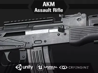 AKM Assault Rifle Low-poly 3D model purchase
