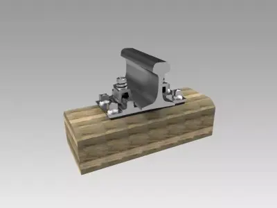 Rail fastening of KB-65 with a wooden bar 3D model