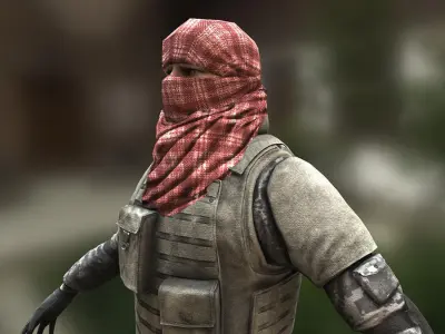 Civilian Warrior Low-poly 3D model