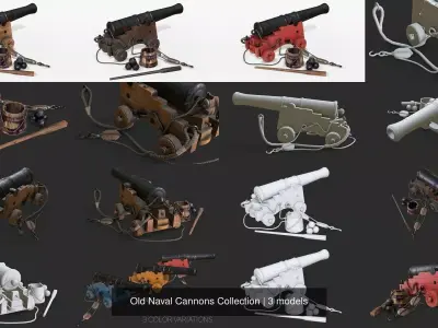 Old Naval Cannons Collection 3D Model Pack
