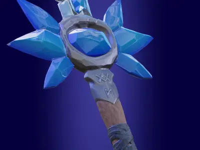 Stylized weapon sword with ice crystals PBR Low-poly game ready Low-poly 3D model