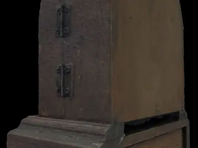 Antique wooden clock with drawer 3D model