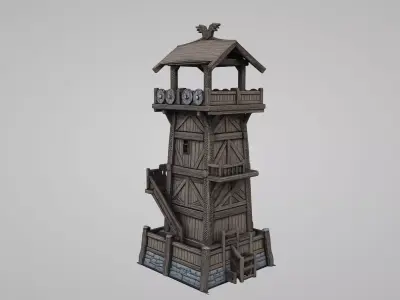Medieval Viking War Watchtower 3D Model Low-poly 3D model