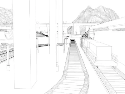 train station Free low-poly 3D model