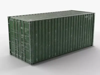 20Ft Cargo Container - Green - Dirty 3D model