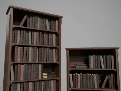 Wooden Bookcases Low-poly 3D model