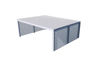 Flat Roof Double Car Carport Steel Frame Shelter Low-poly 3D model