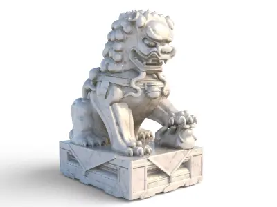 chinese lion statue Low-poly 3D model