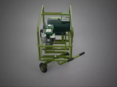 ARMY MILITARY TACTICAL FIELD GENERATOR SET GENSET WHEELED CART 3D model