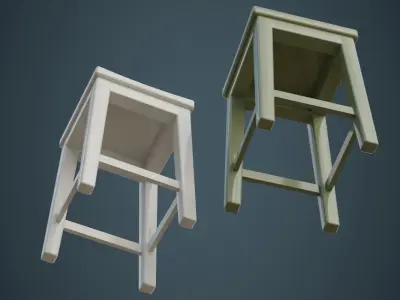 Stool 1C Low-poly 3D model