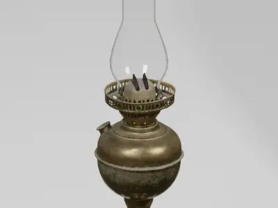Brass Oil Lamp Victorian photogrammetry scan PBR 4K textures Low-poly 3D model
