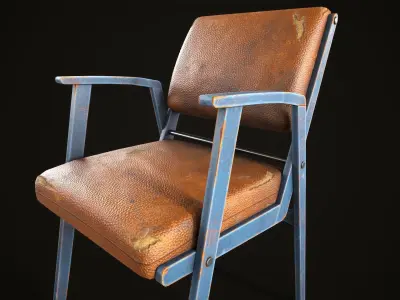 Wooden shabby armchair Low-poly 3D model