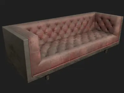 Baughman Style Walnut Encased sofa Low-poly 3D model