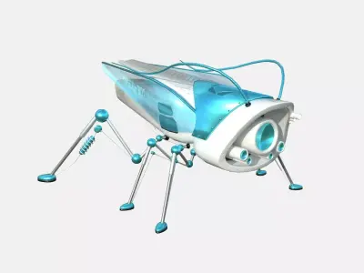 Insect Robot F04 White Blue - SciFi Character Design Low-poly 3D model