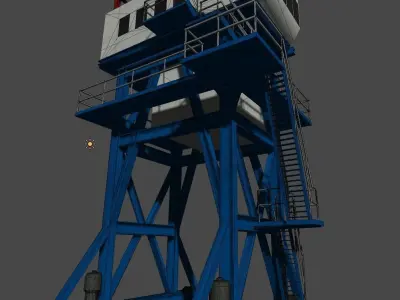 Harbour crane Low-poly 3D model