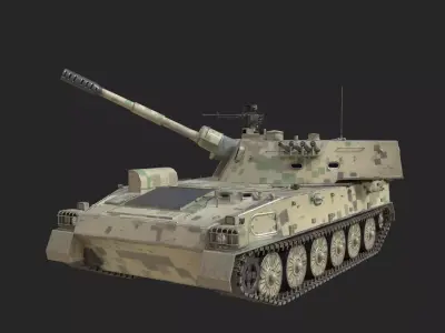 4 coatings of PLA Army PLZ89 122mm self-propelled howitzer Low-poly 3D model