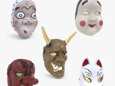 Japanese Noh mask collection 3D model