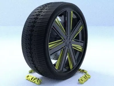 ORTAS CAR RIM 17 GAME READY RIM TIRE AND DISC 3D model