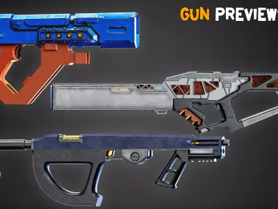 20 Game-Ready Futuristic Guns and Textures  Vol 20 Low-poly 3D model